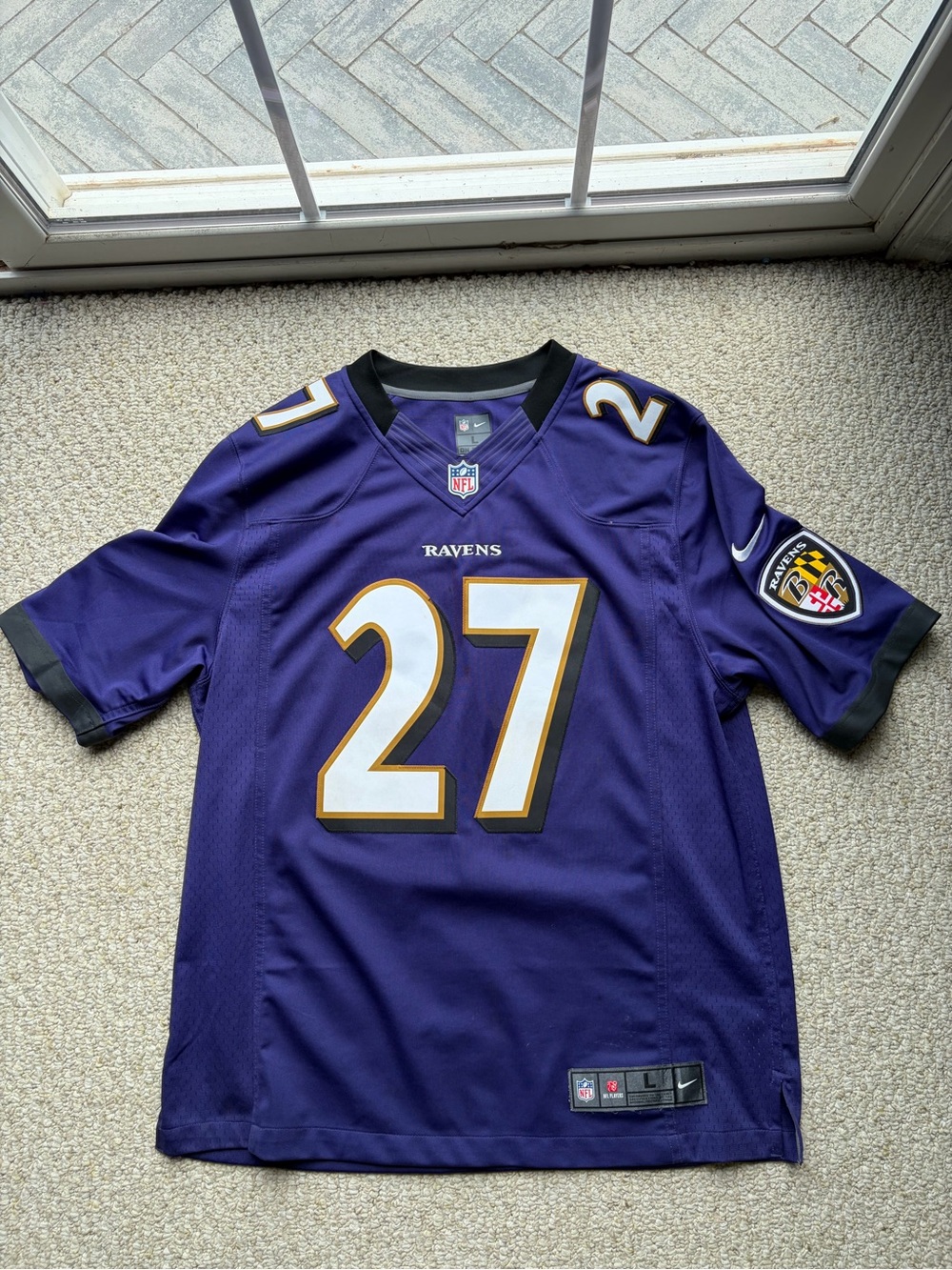 Ray Rice Baltimore Ravens #27 Purple Nike NFL On Field Jersey. Size Large.
